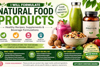 formulate natural food products, healthy recipes and beverage formulations