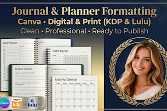 do journal formatting on canva, digital journal and paperback for lulu and KDP