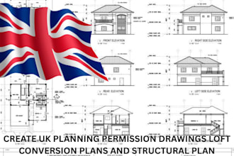 create UK planning permission drawings loft conversion plans and structural plan
