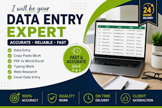 do fast and accurate data entry, copy paste and typing work