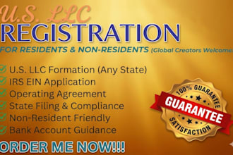 do US llc registration, llc formation, ein number for US and non residents, dba
