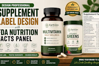 design professional supplement label design with fda nutrition facts panel