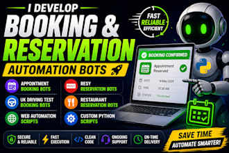 develop appointment booking bot reservation resy opentable bot golf tee time bot