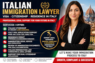 be your italian immigration lawyer for visa, citizenship, residence in italy