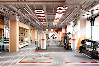 create 3d gym interior design, spa, pilates studio,yoga,home gym, fitness center