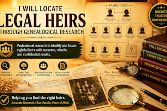 locate legal heirs through professional genealogical research family root search