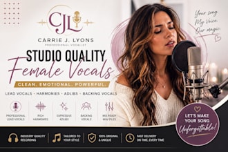 record female vocals, harmonies and adlibs for your song in studio quality