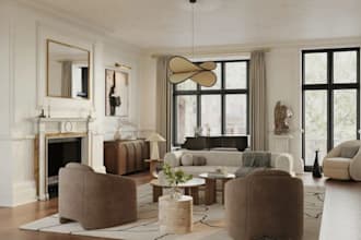 do interior design 3d rendering using vray for living room bedroom  kitchen