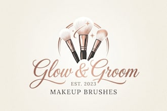 design a luxurious and modern makeup brushes logo for your brand