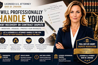 negotiate and handle your debt recovery or contract dispute as a US lawyer