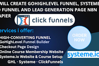 create gohighlevel funnel, systeme io funnel and lead generation page n8n zapier