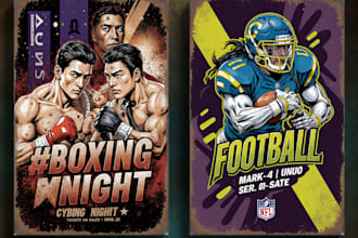 create stunning sports illustration posters for boxing, ufc, and athletes