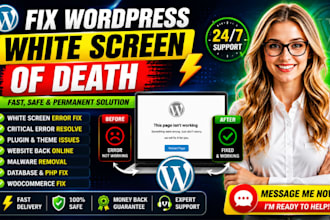 fix wordpress critical error, white screen, plugin and website issues