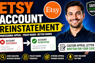 do etsy appeal letter, etsy reinstatement for etsy suspended account