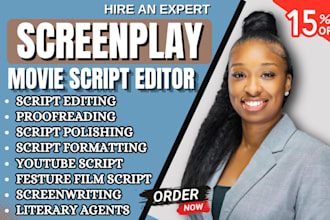 edit, proofread screenplay, movie script, TV series, film script, script editing