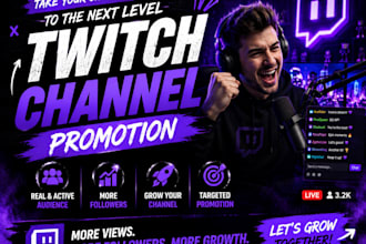 promote your twitch live stream to increase live viewers, chatters and followers
