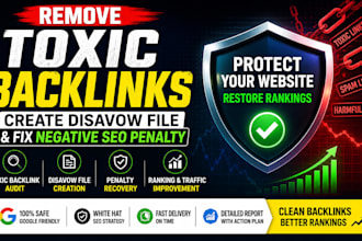 remove toxic backlinks create disavow file and fix negative seo penalty
