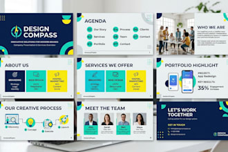 design company presentation, business powerpoint canva presentation ppt template