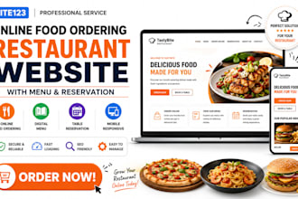 design site123 online food ordering restaurant website with menu reservation