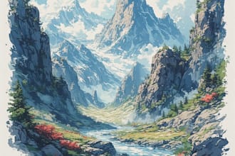 draw landscape illustration and background concept art, nft