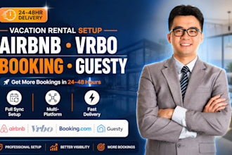 setup list on guesty, airbnb, hospitable, hostway vrbo, ownerrez smoobu booking