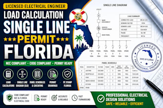 licensed electrical engineer load calculation single line permit florida