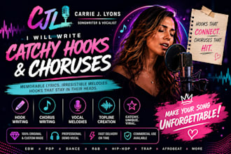 write catchy hooks, chorus and vocal melodies for your song or edm track
