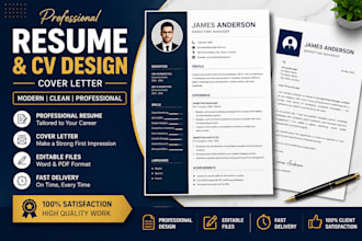 design modern CV resume and cover letter for jobs