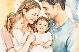 make watercolor family portrait