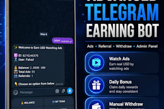 provide telegram ads reward bot source code with full setup
