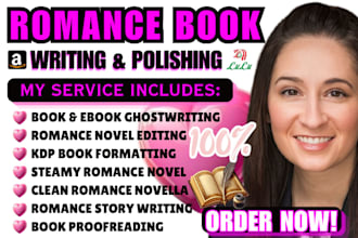 ghostwrite a romance novel, short love story, novella, or fiction ebook for KDP