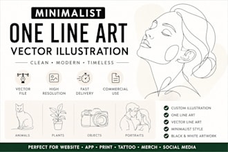 create minimalist one line art vector illustration and line drawing art history