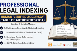 do professional legal indexing for law books and KDP manuscript