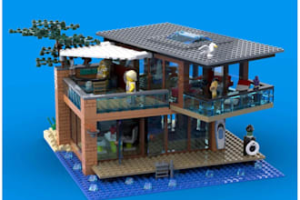 do custom 3d lego house construction building architecture bricks galatus art