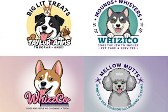 design a logo for a pet dog bakery, grooming, training, and pet care