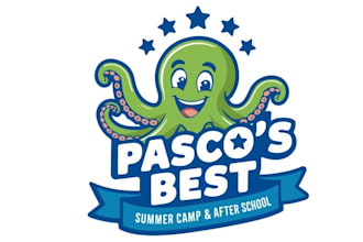 design green and blue kids program logo with octopus