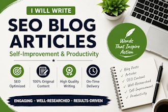 write blog posts and articles on self improvement and productivity