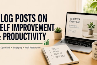 write blog posts and articles on self improvement and productivity