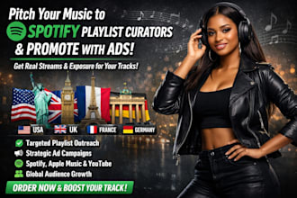 pitch your tracks to targeted spotify playlist curators and promote it with ads
