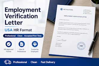 write a professional employment verification letter in USA HR format
