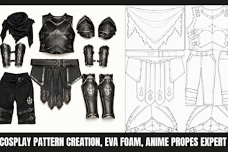 do custom 3d cosplay model, eva foam cosplay, sewing pattern making with grading