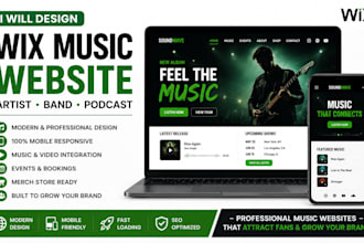design wix music website, artist website, band website or podcast website