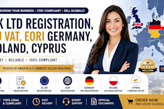 do UK ltd registration, eu vat, eori germany poland cyprus