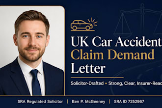 draft your UK car accident claim letter as qualified UK solicitor legal drafting