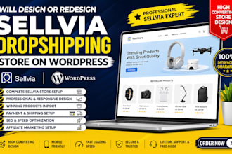 design redesign wordpress sellvia dropshipping store do sellvia marketing