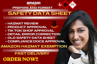 prepare amazon hazmat exemption and safety data sheet for compliance product