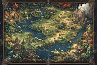 illustrate a gorgeous game fantasy dnd map