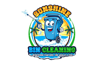 make fresh bin cleaning sun shine logo for your business