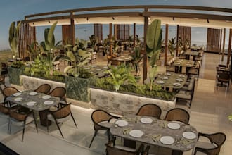 revamp 3d open air restaurant, café rendering, exterior restaurant cgi rendering