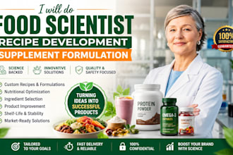 food scientist, recipe development, supplement formulation